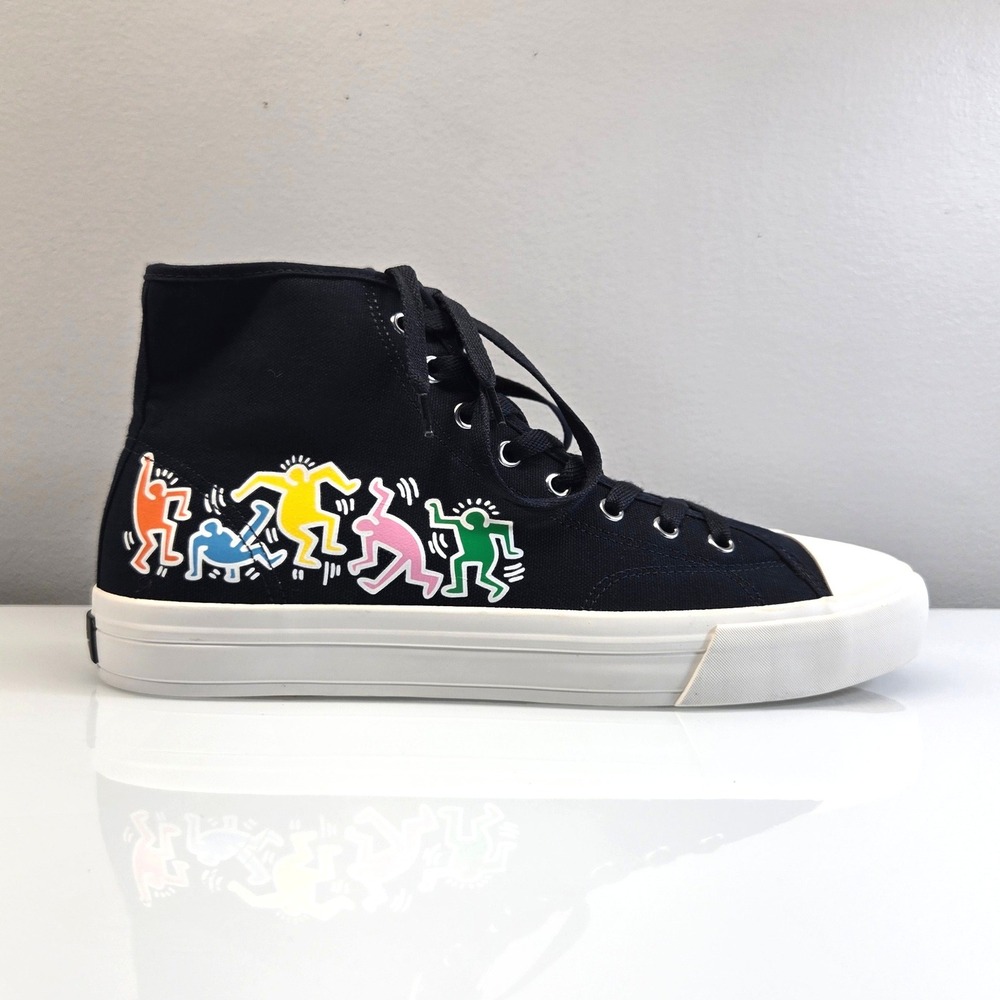 Keith Haring x H&M High Top Sneakers Men 10.5 Black Canvas Art Streetwear Unisex